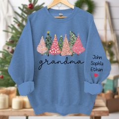 Lofaris Grandma Xmas Trees Pink Green Custom Sweatshirt