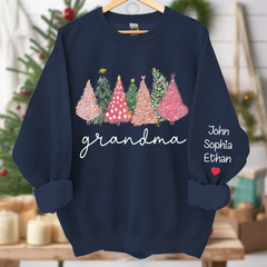Lofaris Grandma Xmas Trees Pink Green Custom Sweatshirt