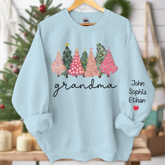 Lofaris Grandma Xmas Trees Pink Green Custom Sweatshirt