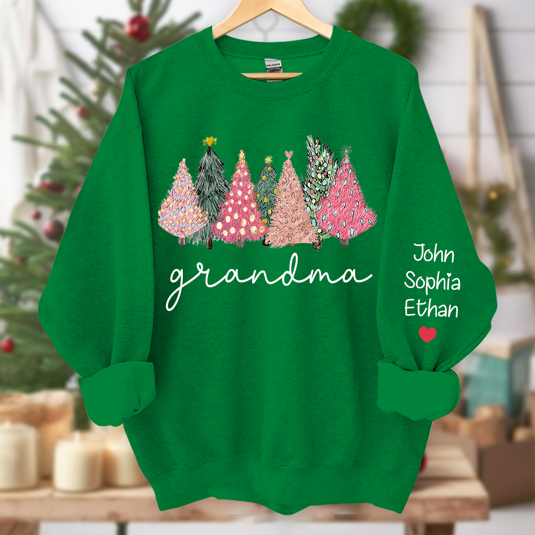 Lofaris Grandma Xmas Trees Pink Green Custom Sweatshirt