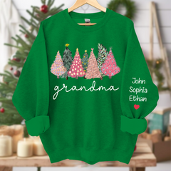 Lofaris Grandma Xmas Trees Pink Green Custom Sweatshirt