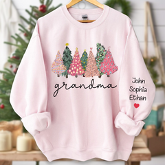 Lofaris Grandma Xmas Trees Pink Green Custom Sweatshirt