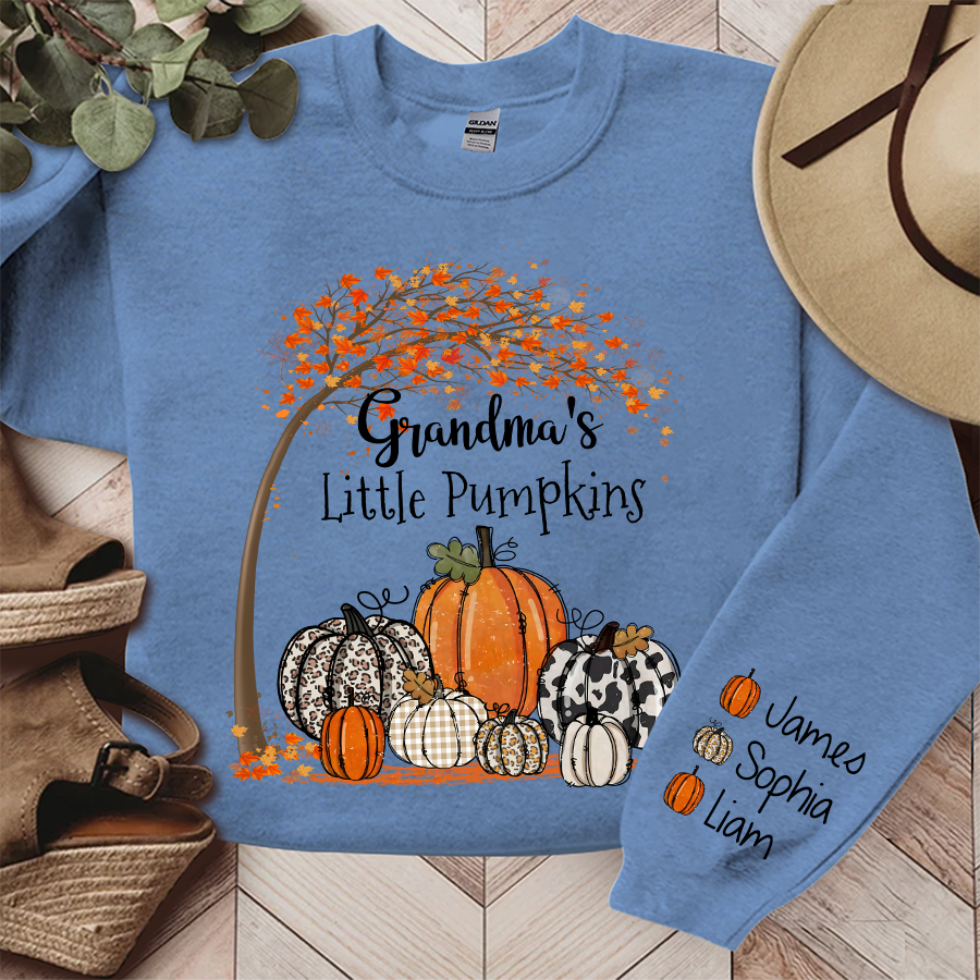 Lofaris Grandmas Little Pumpkin Fall Tree Custom Sweatshirt