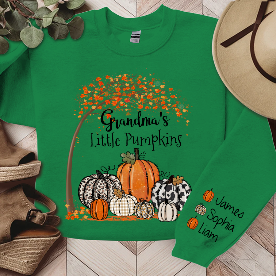 Lofaris Grandmas Little Pumpkin Fall Tree Custom Sweatshirt