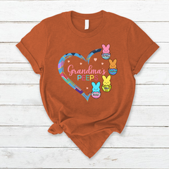 Lofaris Grandmas Peeps Heart Bunny Eggs Easter Day T-Shirt
