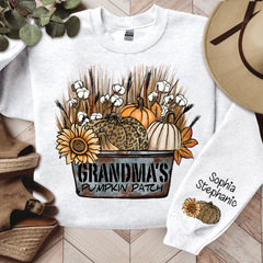 Lofaris Grandmas Pumpkin Patch Autumn Custom Name Sweatshirt
