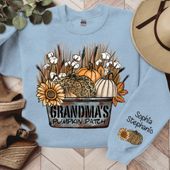 Lofaris Grandmas Pumpkin Patch Autumn Custom Name Sweatshirt