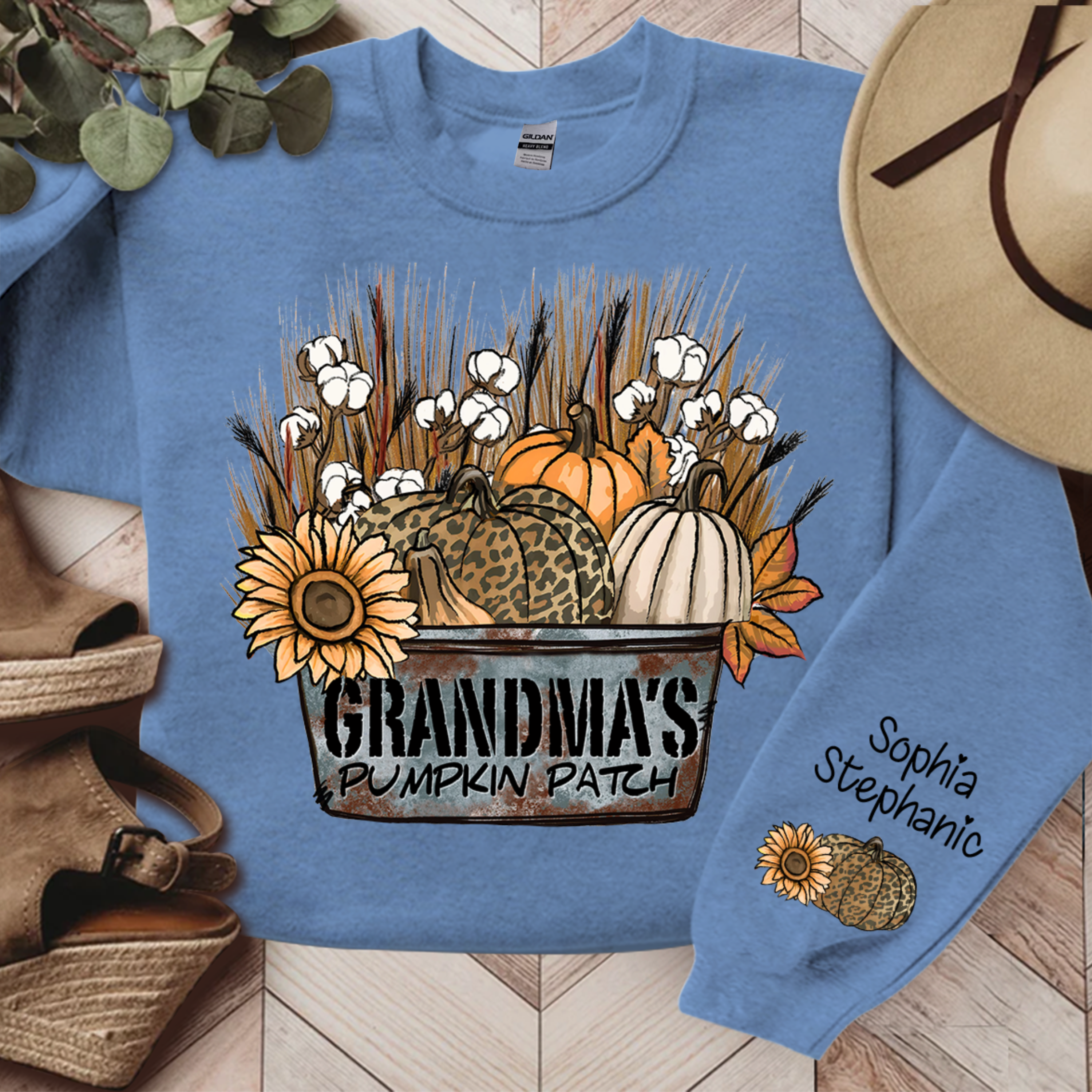 Lofaris Grandmas Pumpkin Patch Autumn Custom Name Sweatshirt