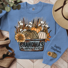 Lofaris Grandmas Pumpkin Patch Autumn Custom Name Sweatshirt