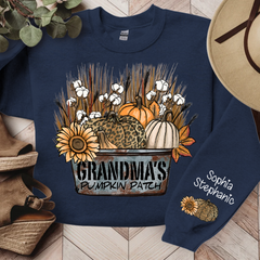 Lofaris Grandmas Pumpkin Patch Autumn Custom Name Sweatshirt