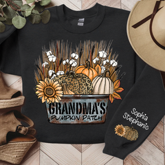 Lofaris Grandmas Pumpkin Patch Autumn Custom Name Sweatshirt