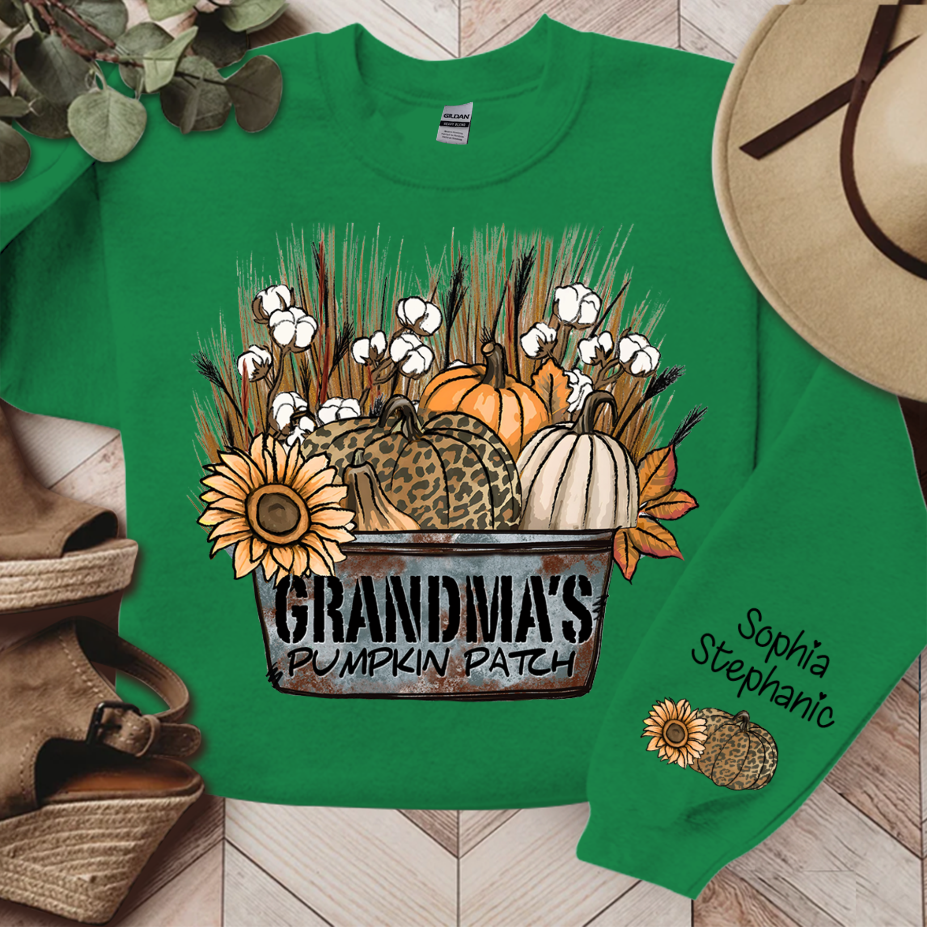Lofaris Grandmas Pumpkin Patch Autumn Custom Name Sweatshirt