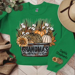 Lofaris Grandmas Pumpkin Patch Autumn Custom Name Sweatshirt