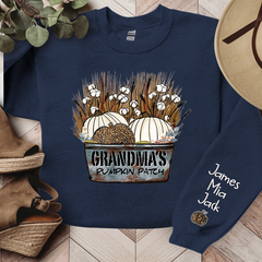 Lofaris Personalized Grandma¡¯s With Pumpkin Patch Grandkids Names Sweatshirt