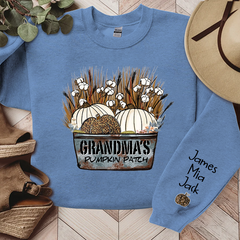 Lofaris Personalized Grandma¡¯s With Pumpkin Patch Grandkids Names Sweatshirt