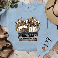 Lofaris Personalized Grandma¡¯s With Pumpkin Patch Grandkids Names Sweatshirt