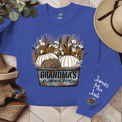 Lofaris Personalized Grandma¡¯s With Pumpkin Patch Grandkids Names Sweatshirt