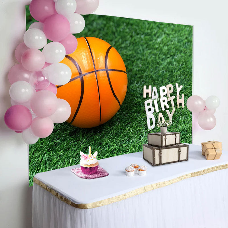 Lofaris Grass Basketball Happy Birthday Backdrop For Boy