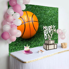 Lofaris Grass Basketball Happy Birthday Backdrop For Boy
