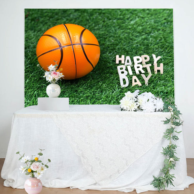 Lofaris Grass Basketball Happy Birthday Backdrop For Boy