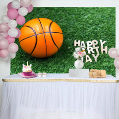 Lofaris Grass Basketball Happy Birthday Backdrop For Boy