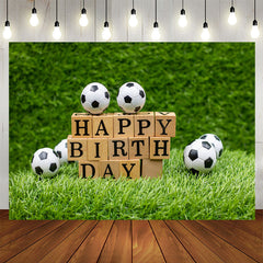 Lofaris Grassland Leaves Wall Soccers Bokeh Birthday Backdrop