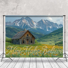 Lofaris Grassland Mountain Wooden House Spring Photo Backdrop