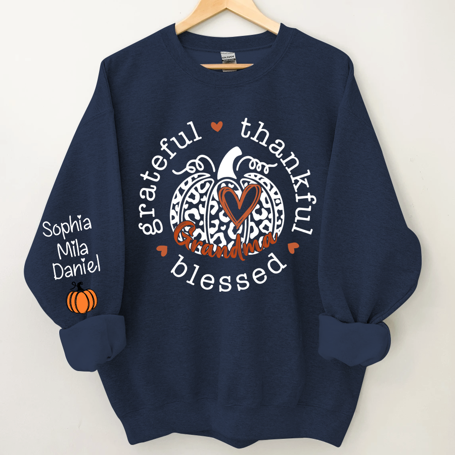 Lofaris Grateful Thankful Blessed Grandma Pumpkin Sweatshirt