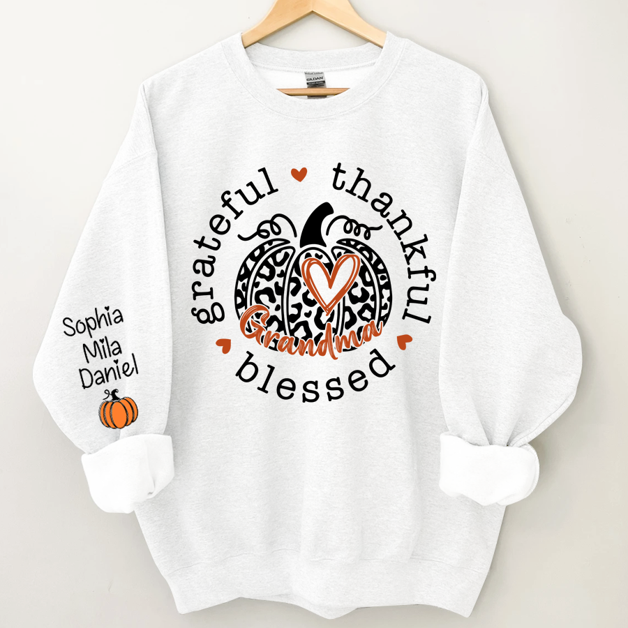 Lofaris Grateful Thankful Blessed Grandma Pumpkin Sweatshirt