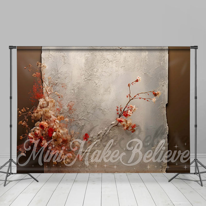 Lofaris Gray Beige Blossom Petals Branch Retro Wall Backdrop