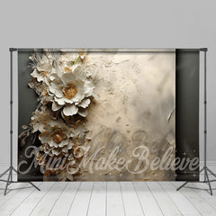 Lofaris Gray Large Flowers Painterly Retro Wall Backdrop