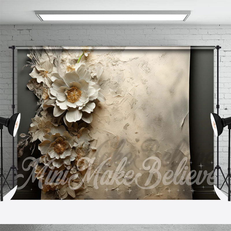 Lofaris Gray Large Flowers Painterly Retro Wall Backdrop