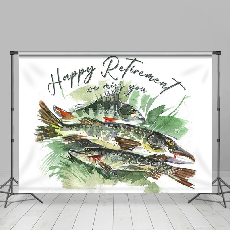 Lofaris Greem Fish We Miss You Happy Retirement Backdrop