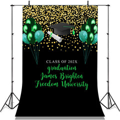 Lofaris Green And Glitter Gold Balloons Graduation Backdrop