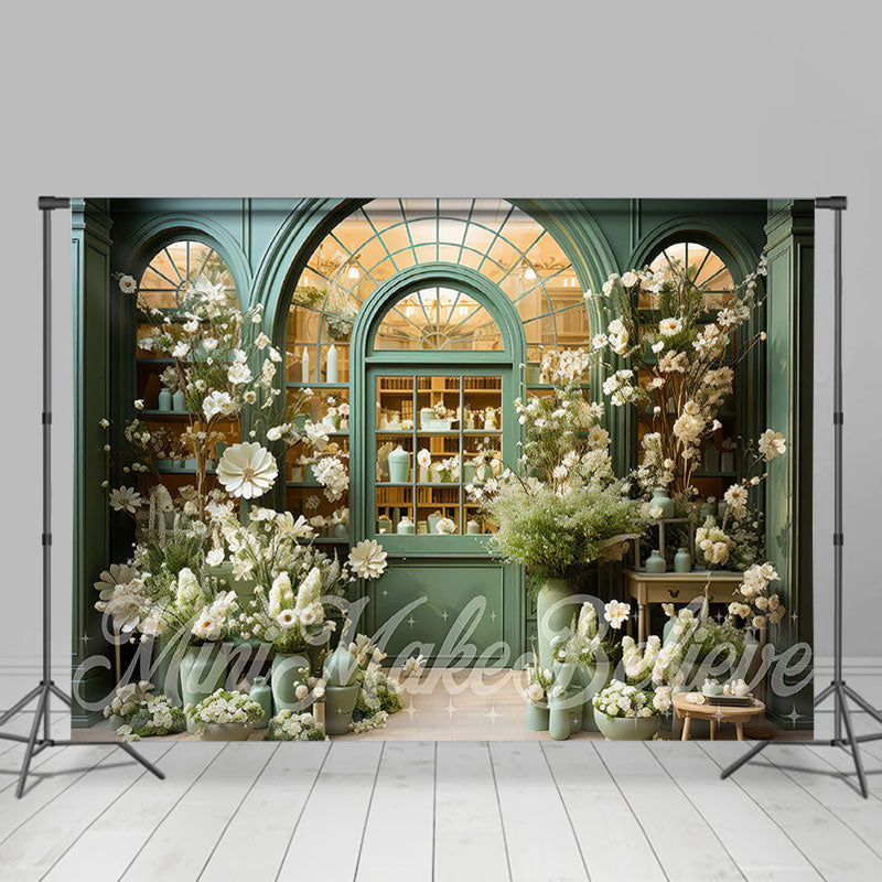 Lofaris Green Arched Door And Window Flower Spring Backdrop