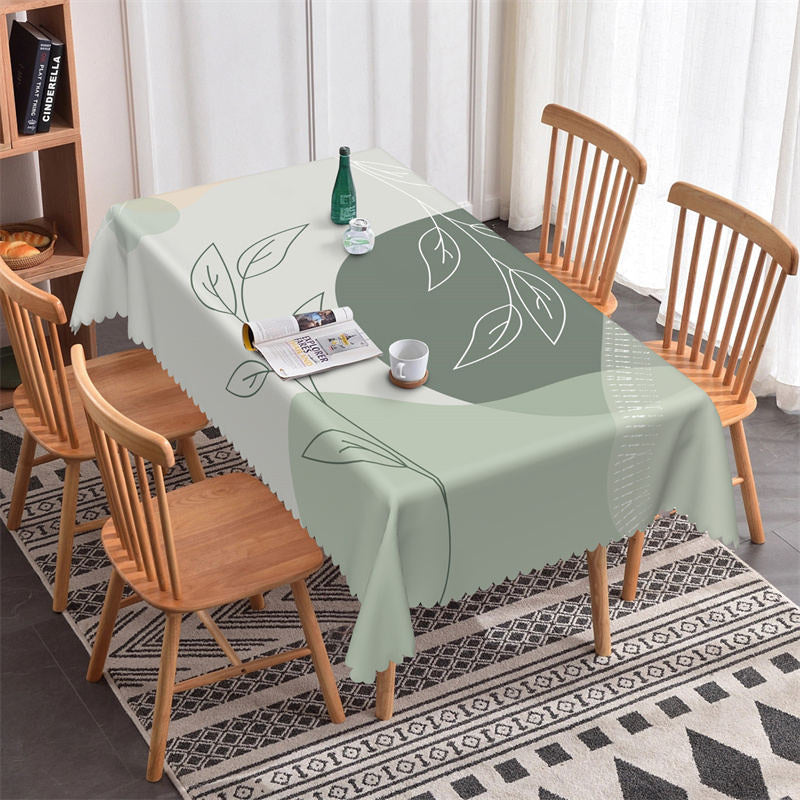Lofaris Green Artistic Leaves Pattern Rectangle Tablecloth