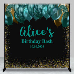 Lofaris Green Balloon Gold Glitter Custom Birthday Backdrop