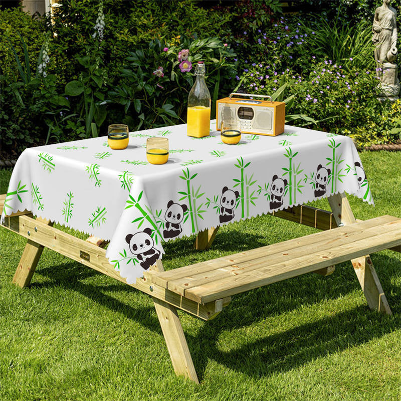 Lofaris Green Bamboo Cute Panda Tablecloth For Kitchen Decor