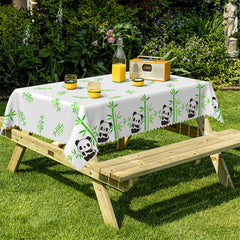 Lofaris Green Bamboo Cute Panda Tablecloth For Kitchen Decor