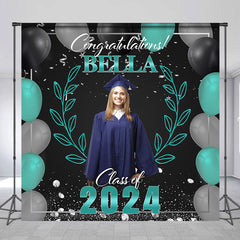 Lofaris Green Blue Balloon Diamond Custom Graduation Backdrop