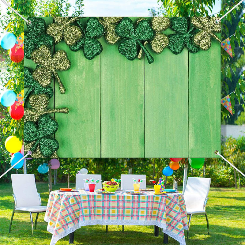 Lofaris Green Board Knitted Clovers St Patricks Day Backdrop