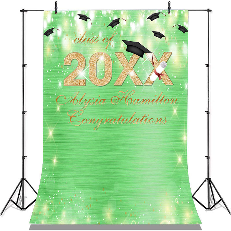 Lofaris Green Bokeh Glitter Gold Class Of 2022 Gradution Backdorp