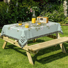 Lofaris Green Botanical White Flower Rectangle Tablecloth