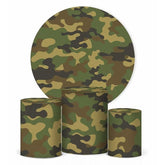 Lofaris Green Camo Military Theme Party Round Backdrop Kit