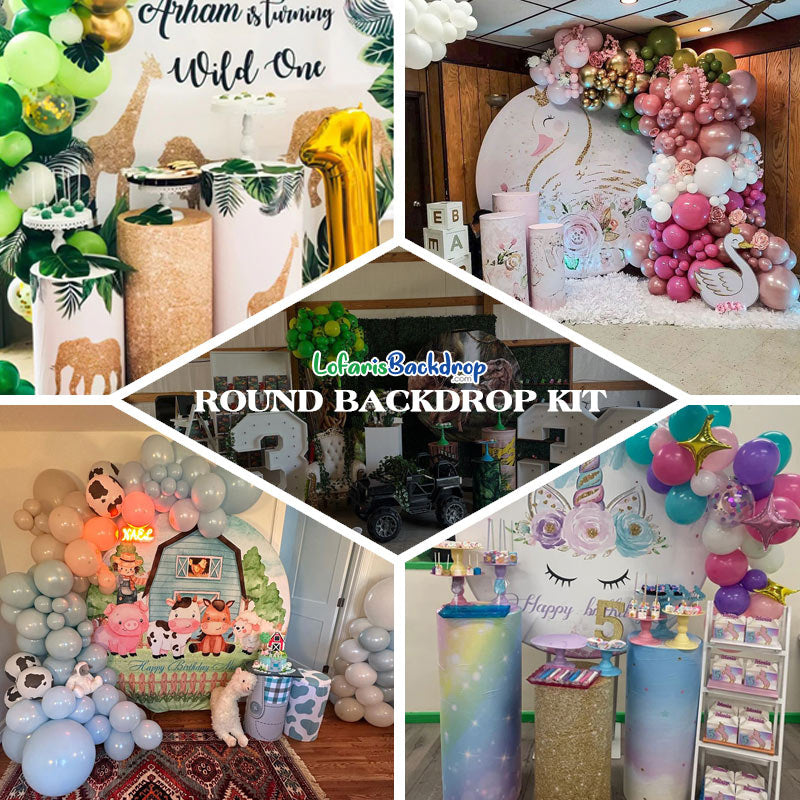 Lofaris Green Camo Military Theme Party Round Backdrop Kit