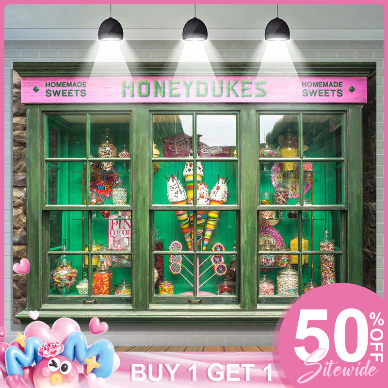 Lofaris (7 Day Delivery) Green Candyland Shop Honeydukes Birthday Backdrop
