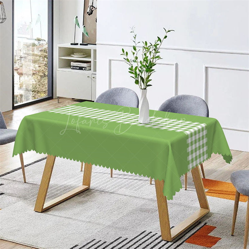 Lofaris Green Checkered Rectangle Tablecloth For Picnic