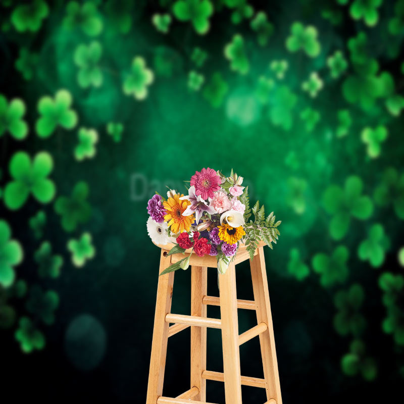 Lofaris Green Clover Bokeh Backdrop For Birthday Cake Smash