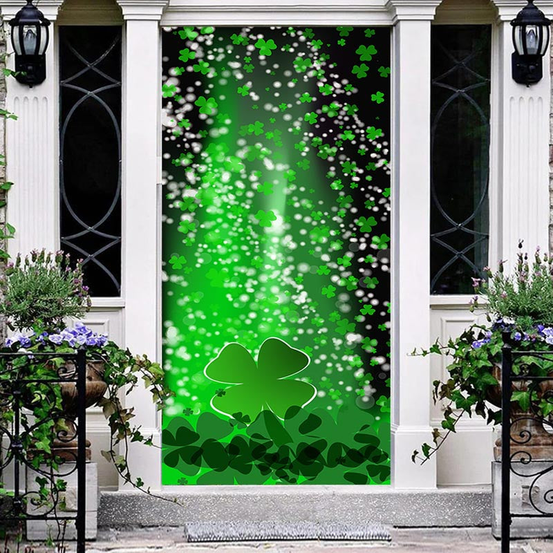 Lofaris Green Clover Bokeh St Patricks Day Spring Door Cover