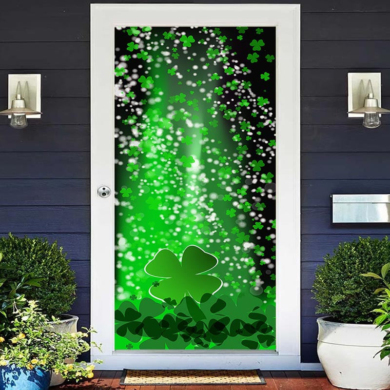 Lofaris Green Clover Bokeh St Patricks Day Spring Door Cover